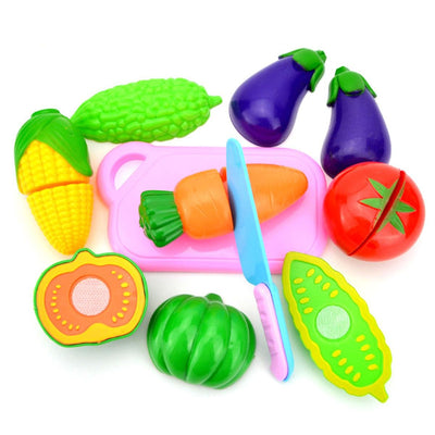 Fidtoy Vegetable Cutting Play Set with Knife Board for Kids | Plastic Pretend Food Cutting Toy, Fruits & Vegetables, Kitchen Role Play, Fine Motor Skills & Imaginative Play Age 2-6