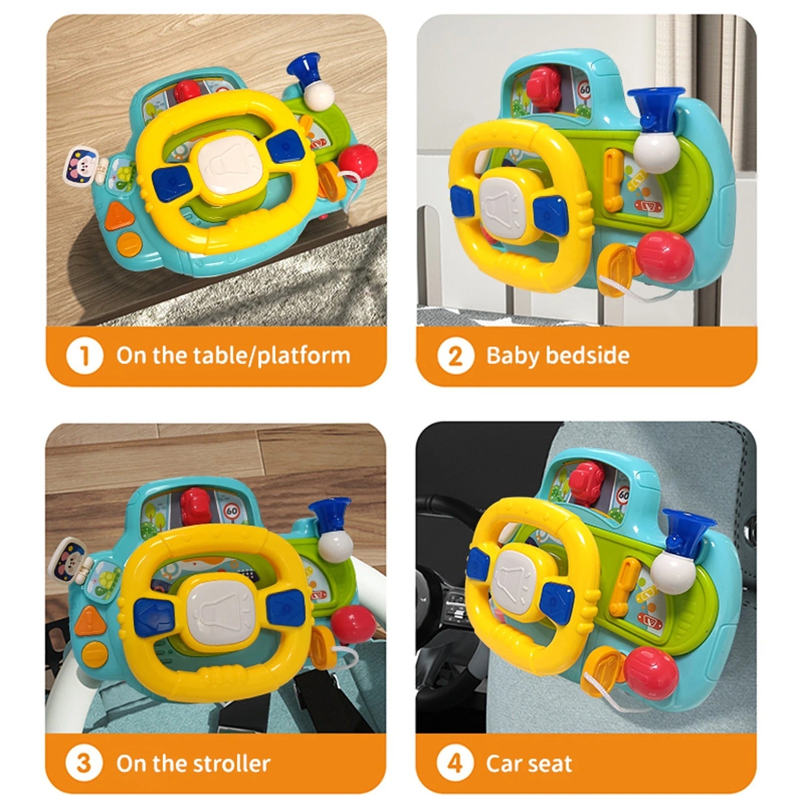 Fidtoy Interactive Steering Wheel Navigation Bridge Play Set for Babies Car Ride Pretend Driving Toy