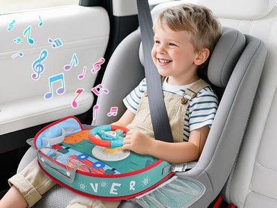 Volant Jouet pour Enfants avec Lumières et Musique, Jeu de Simulation de Conduite Interactif pour Tout-Petits, Divertissement de Voyage avec Klaxon et Levier de Vitesse, Cadeau Amusant pour Garçons et Filles