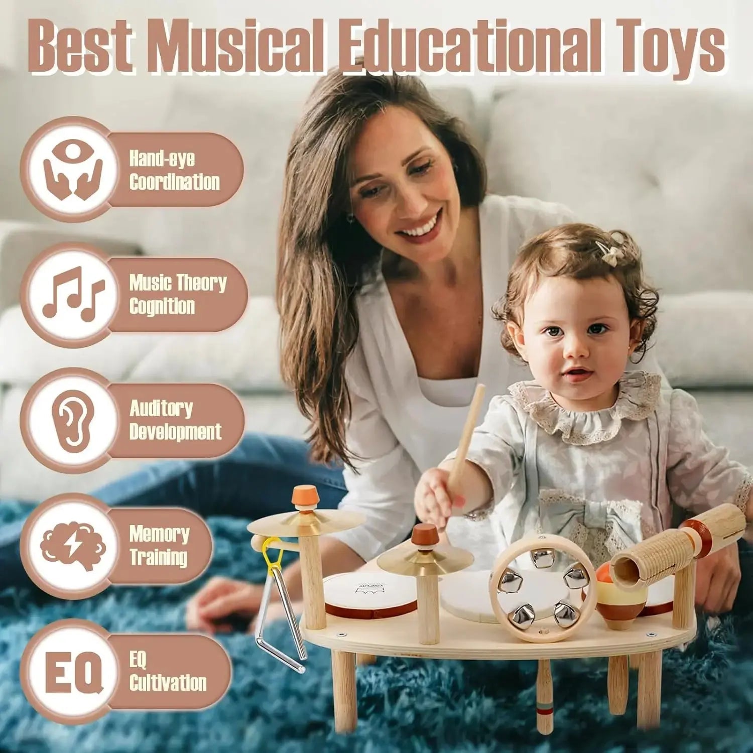 Rhythm Station – Table Musicale et Set de Tambours en Bois 11-en-1