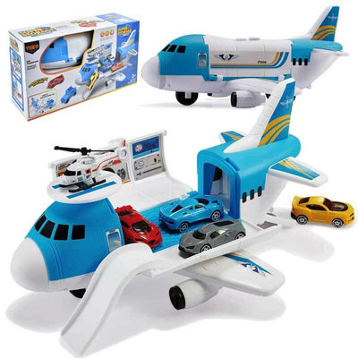 Set de juguetes de avión de carga Fidtoy con coches y helicóptero