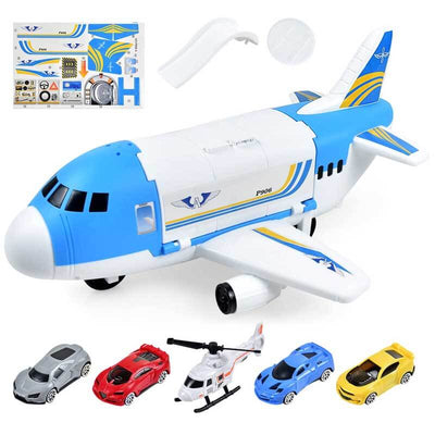 Set de juguetes de avión de carga Fidtoy con coches y helicóptero