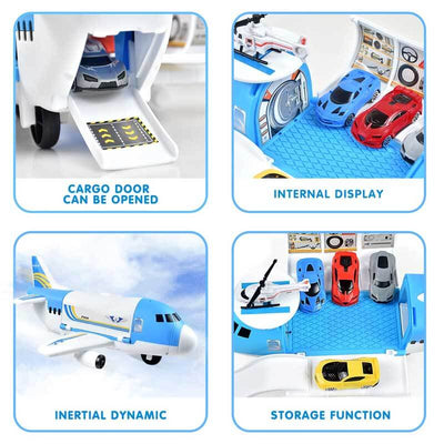 Set de juguetes de avión de carga Fidtoy con coches y helicóptero