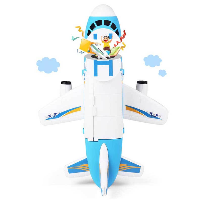 Set de juguetes de avión de carga Fidtoy con coches y helicóptero