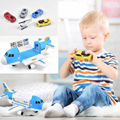 Set de juguetes de avión de carga Fidtoy con coches y helicóptero