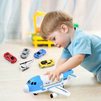 Set de juguetes de avión de carga Fidtoy con coches y helicóptero