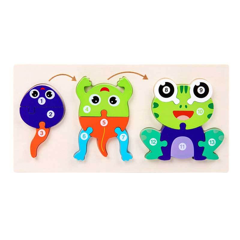Fidtoy Wooden Animal Puzzle Set – Animal Shapes Toddler Learning Toy