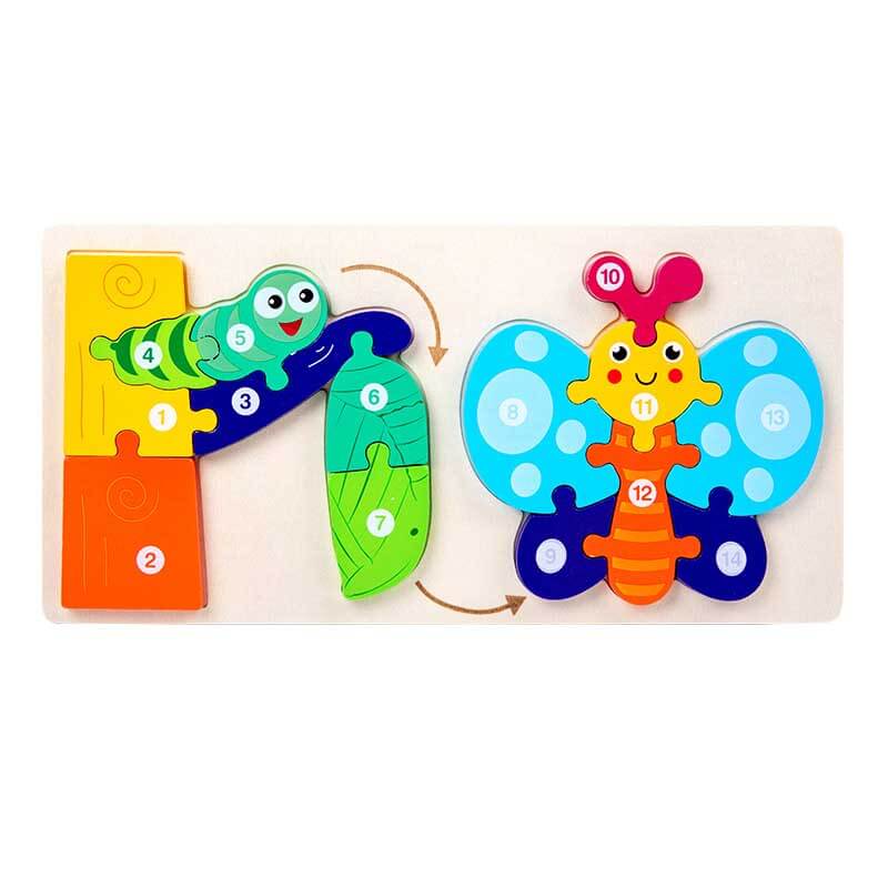 Fidtoy Wooden Animal Puzzle Set – Animal Shapes Toddler Learning Toy