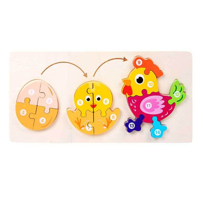 Fidtoy Wooden Animal Puzzle Set – Animal Shapes Toddler Learning Toy
