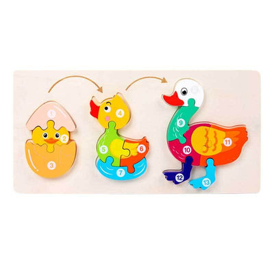 Fidtoy Wooden Animal Puzzle Set – Animal Shapes Toddler Learning Toy