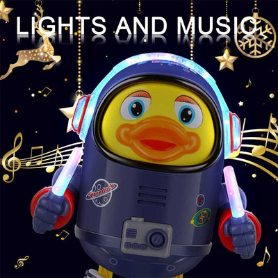 Fidtoy Space Duck Juguete Musical para Niños Pequeños | Aprendizaje Sensorial Interactivo con LED y Música