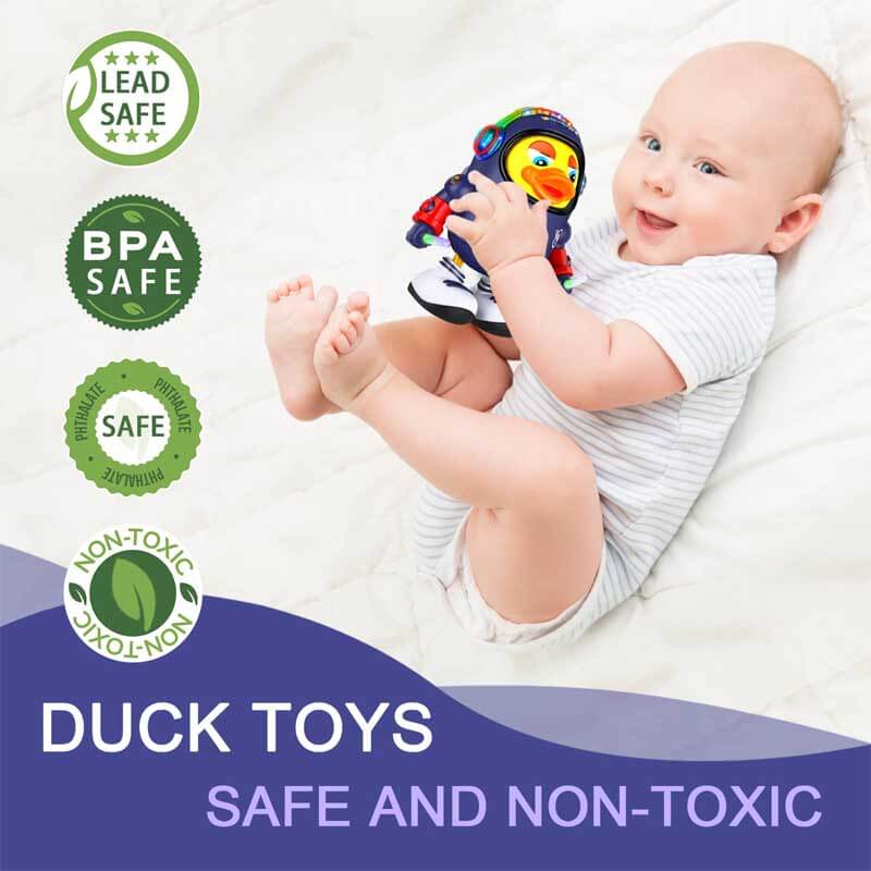 Fidtoy Space Duck Juguete Musical para Niños Pequeños | Aprendizaje Sensorial Interactivo con LED y Música