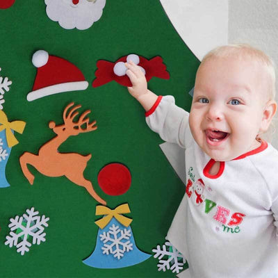 Fidtoy DIY Felt Christmas Tree Set with 30 Ornaments – Montessori Holiday Activity for Toddlers