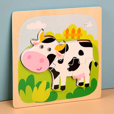 MiniMind™ Wooden Chunky Puzzle Set - Montessori Learning Toys for Toddlers