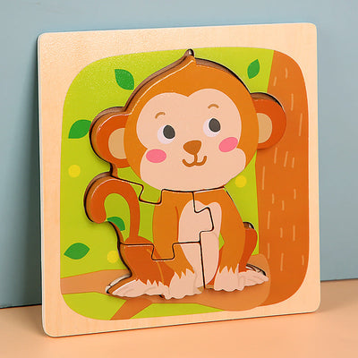MiniMind™ Wooden Chunky Puzzle Set - Montessori Learning Toys for Toddlers