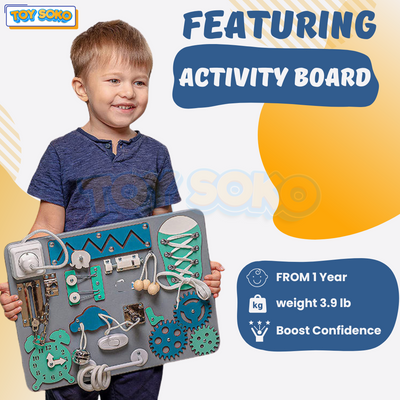 Fidtoy 14-en-1 Tableau d'activités sensoriel en bois Jouet éducatif