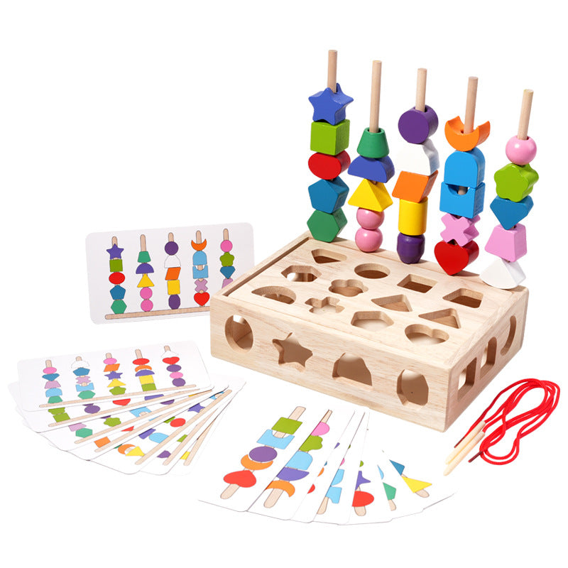 Fidtoy Boîte d'intelligence à piliers d'association de formes – Jouet d'apprentissage des couleurs et des formes Montessori en bois pour les enfants de 4 à 6 ans