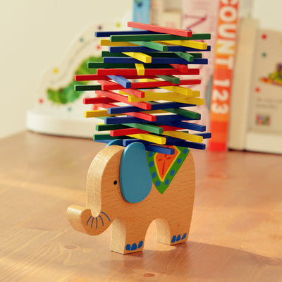 Jouet éducatif en bois pour l'équilibre éléphant et chameau