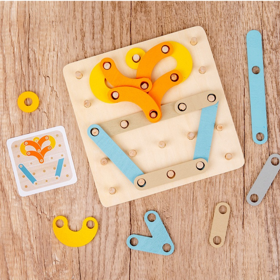 Planche à clous en bois Montessori, jouet géoplan à motifs et formes