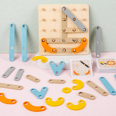 Planche à clous en bois Montessori, jouet géoplan à motifs et formes