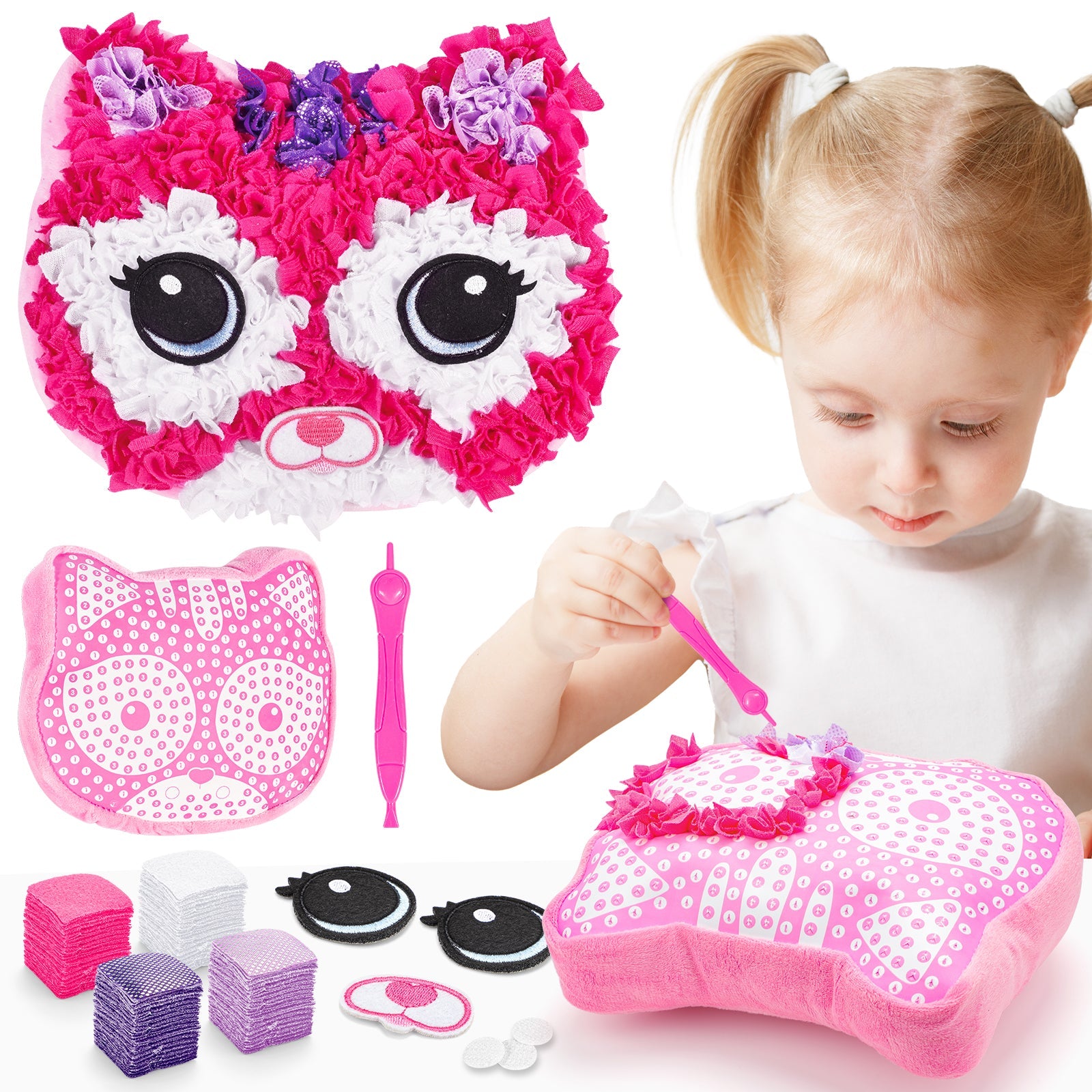 DIY Animal Decompression Pillow Dolls & Stuffed Toys Kids Toys Safe PP Cotton Fabric Bright Colors No Sewing Needed Craft Toy for Kids