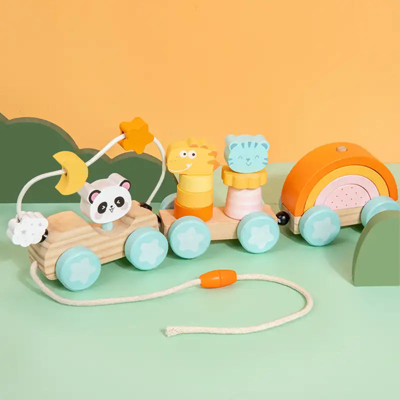 Montessori Wooden Pull-Along Train Toy for Toddlers – Educational Learning Toy