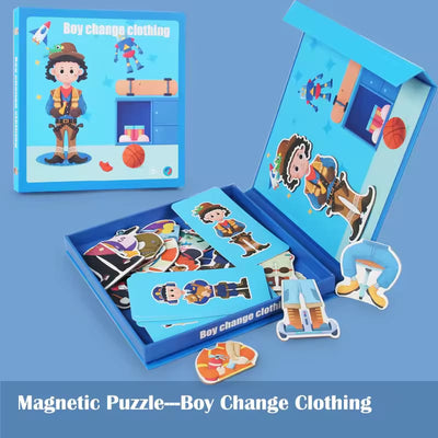 Fidtoy Boy Change Clothing Magnetic Board Puzzle – Magnetic Dress Up Game for Kids, Outfit Matching Learning Toy for Preschool Boys Ages 3-6