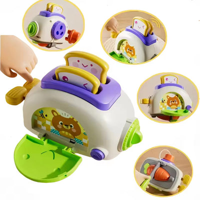 Fidtoy Montessori Toaster Busy Cube for Toddlers Sensory Fine Motor Cause Effect Learning Toy Age 12M+