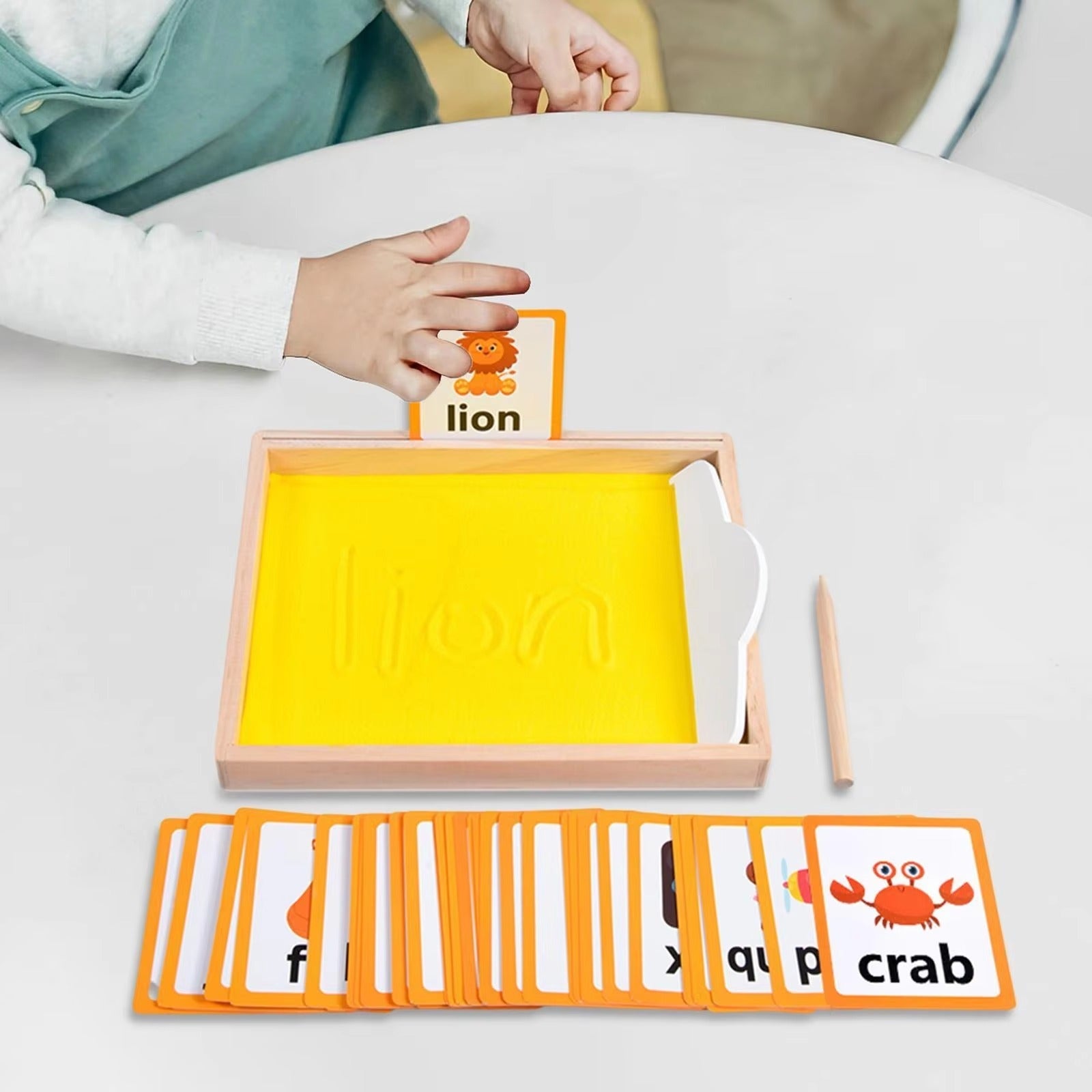 Fidtoy Montessori Wooden Sand Tray Tracing Preschool Kit for Kids Letter Number Pre Writing Practice Age 2-6