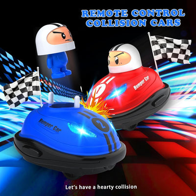 Fidtoy Remote Control Bumper Cars for Kids Two Player RC Battle Car Set with Pop Out Drivers, Lights and Sound