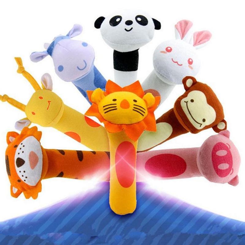 Fidtoy Soft Sound Animal Hand Bells Plush Squeeze Rattle for Babies, Lion Fabric Sound Stick with Gentle Rattle Sound, Yellow Orange Plush Sensory Toy for Newborn and Infant Play