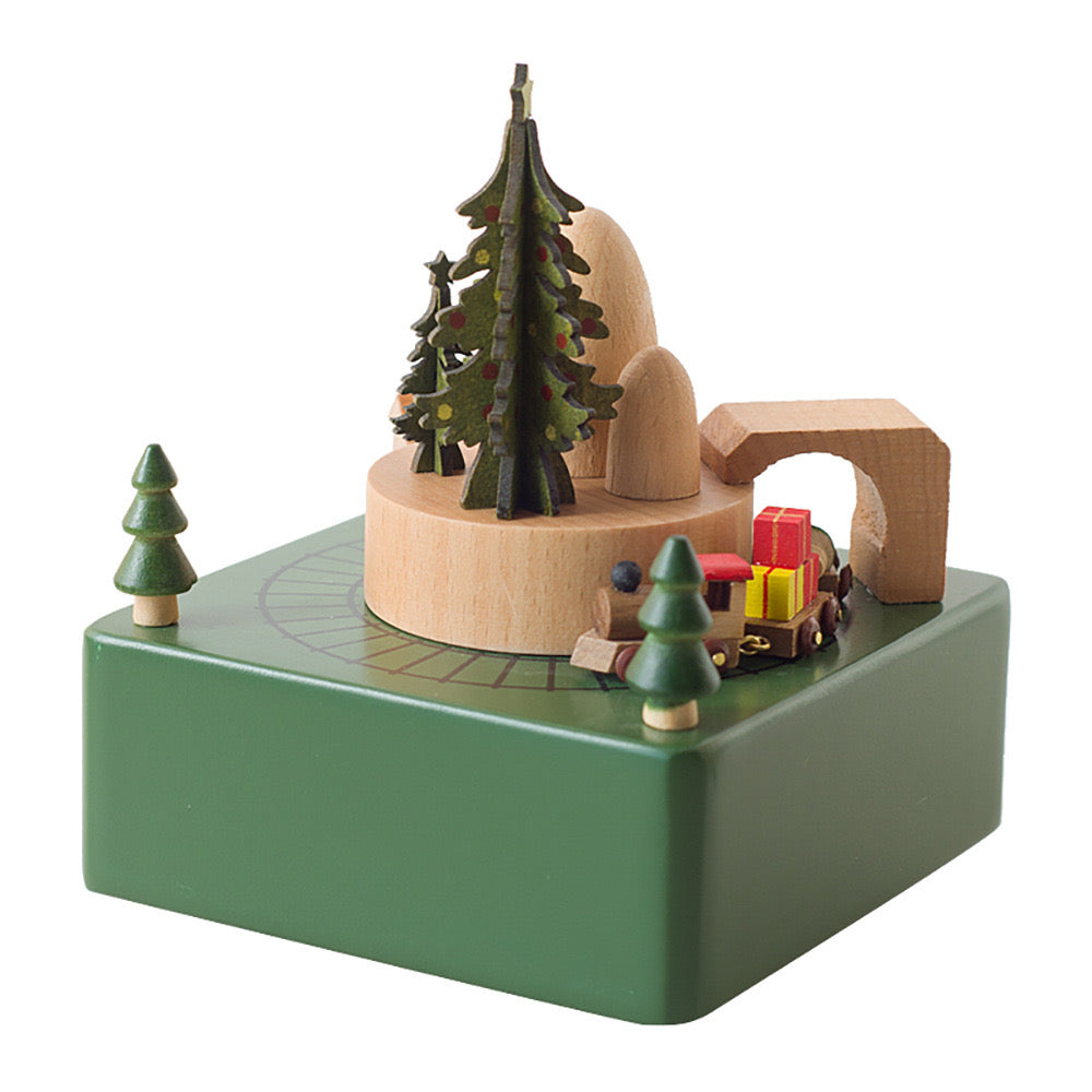 Débutant--Boîte à Musique en Bois Décoration Flocon de Neige de Noël Cerf
