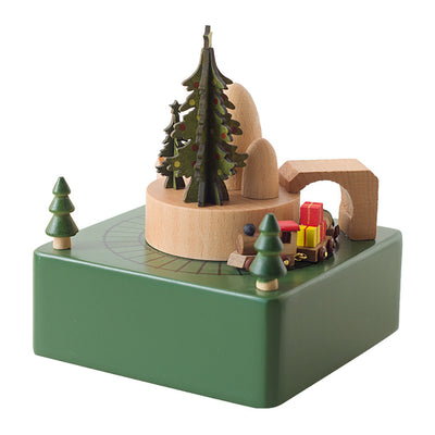 Débutant--Boîte à Musique en Bois Décoration Flocon de Neige de Noël Cerf
