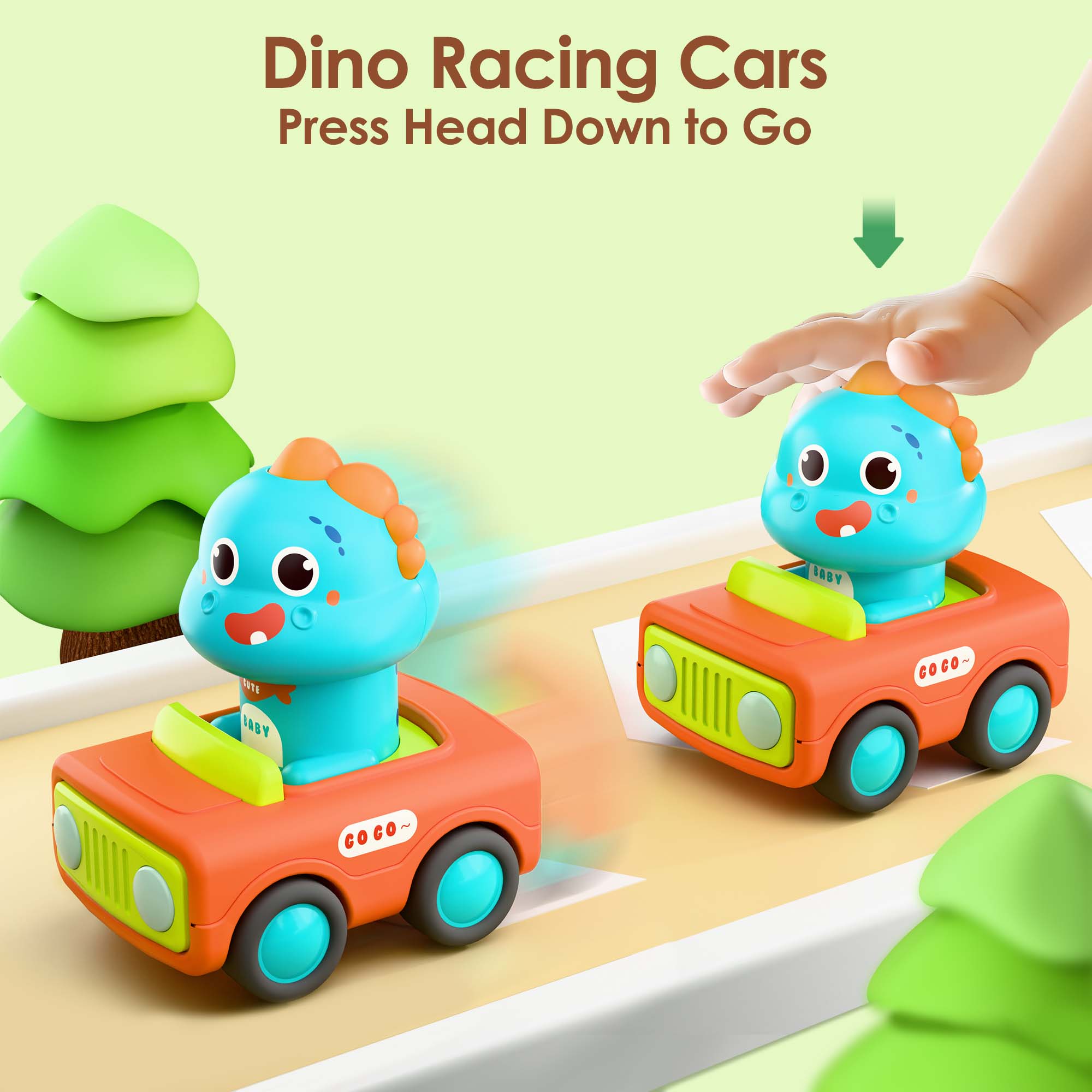 Fidtoy Press and Go Dinosaur Car Toy for Babies and Toddlers
