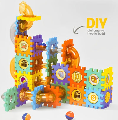 Fidtoy Pipeline Marble Ball Track Connecting Building Blocks 125pcs STEM Marble Run Construction Toy for Kids Ages 3+