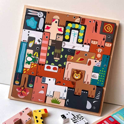 Juguete de equilibrio de animales de madera Fidtoy Bloques Montessori apilables