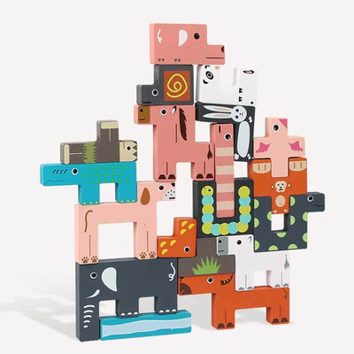 Juguete de equilibrio de animales de madera Fidtoy Bloques Montessori apilables