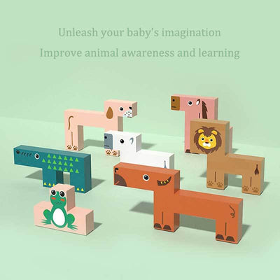 Juguete de equilibrio de animales de madera Fidtoy Bloques Montessori apilables