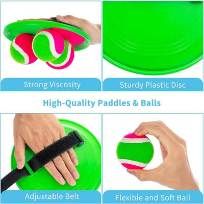 Fidtoy Outdoor Toss and Catch Ball Set - Fun Family Play-6 Paddles 3 Balls
