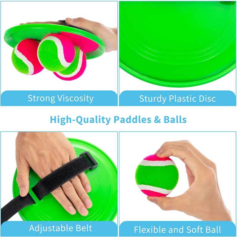 Fidtoy Outdoor Toss and Catch Ball Set - Fun Family Play-6 Paddles 3 Balls