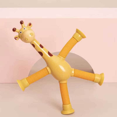 Jouet Girafe Télescopique Ventouse Fidtoy - Jouet Sensoriel avec Lumières LED et Tubes Rétractables
