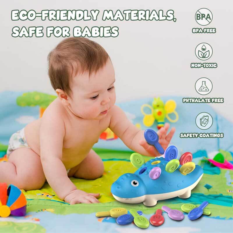 Fidtoy Montessori Dinosaur Peg Toy for Toddlers – Fine Motor Skills and Early Learning Educational Toy
