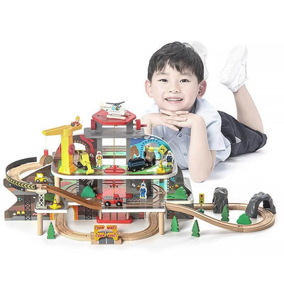 Fidtoy Coffret de jeu train de dinosaures 5 pièces avec train mobile et dinosaures