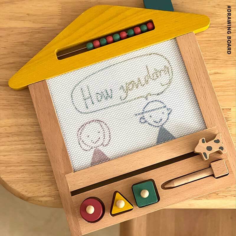 Fidtoy Wooden Magnetic Drawing Board for Kids 3+ Reusable Doodle Toy