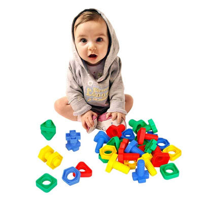 Fidtoy Jumbo Nuts and Bolts STEM Toy for Toddlers | Montessori Fine Motor Skills & Educational Learning Set