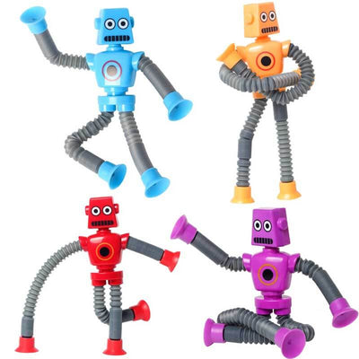Jouet Girafe Télescopique Ventouse Fidtoy - Jouet Sensoriel avec Lumières LED et Tubes Rétractables
