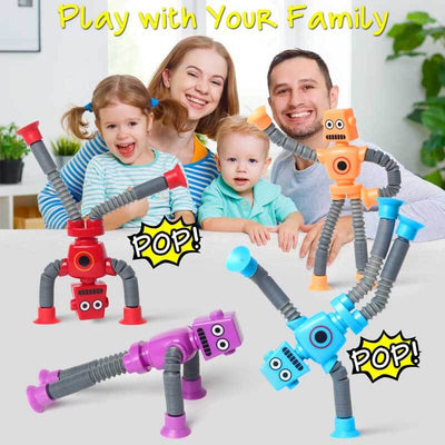 Jouet Girafe Télescopique Ventouse Fidtoy - Jouet Sensoriel avec Lumières LED et Tubes Rétractables