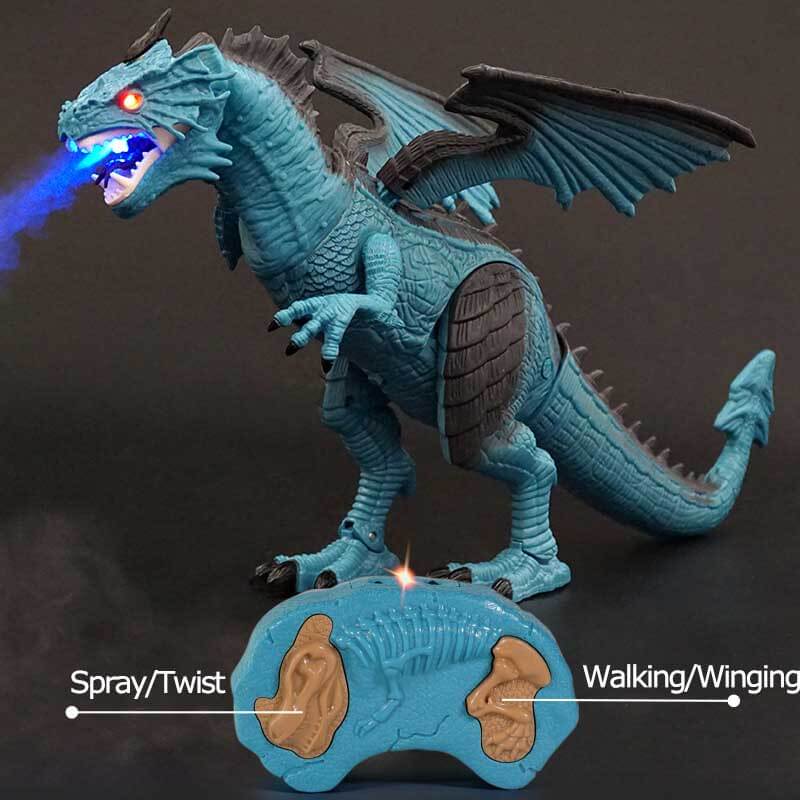 Fidtoy Remote Control Dragon Toy Fire Breathing RC Dragon with Lights Sound Walking Wings Kids Interactive Dinosaur Toy Educational Gift for Boys Girls