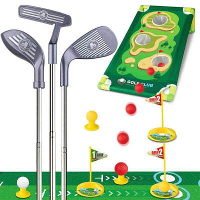 Fidtoy Kids Golf Set – Adjustable Toddler Clubs with Putting Mat & Cornhole Board