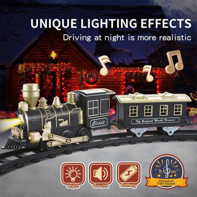 Fidtoy Electric Train Set Toy with Track Lights Sound for Kids
